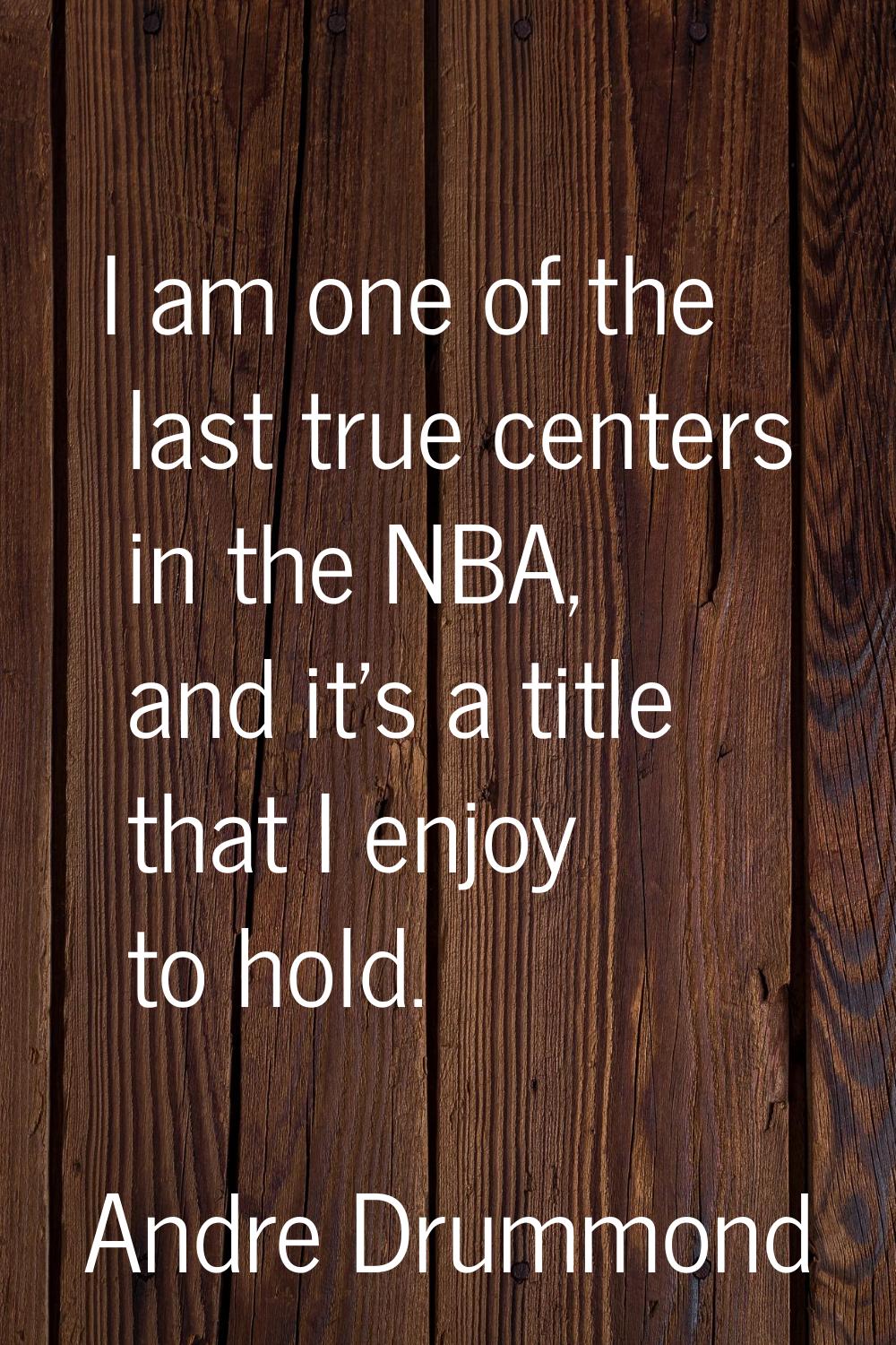 I am one of the last true centers in the NBA, and it's a title that I enjoy to hold.