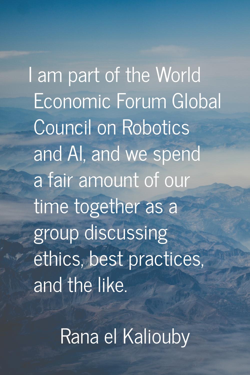 I am part of the World Economic Forum Global Council on Robotics and AI, and we spend a fair amount