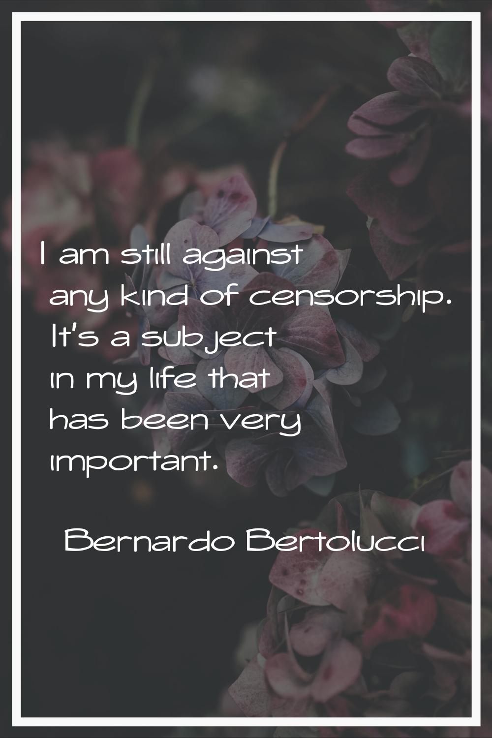 I am still against any kind of censorship. It's a subject in my life that has been very important.