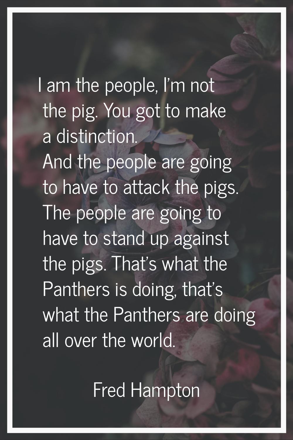 I am the people, I'm not the pig. You got to make a distinction. And the people are going to have t