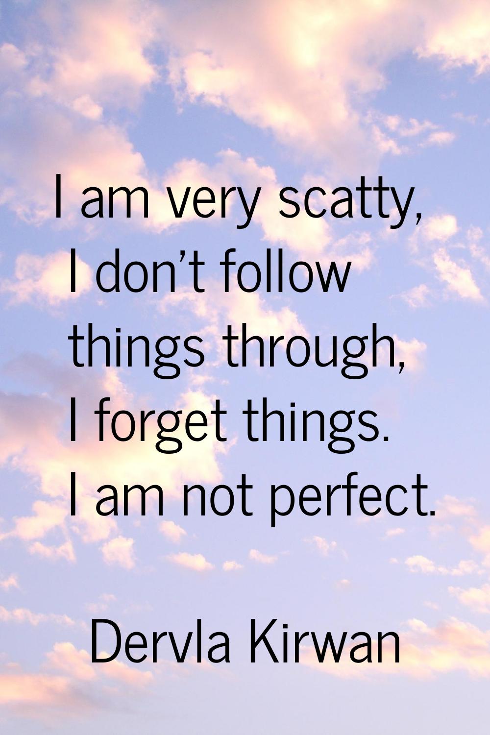 I am very scatty, I don't follow things through, I forget things. I am not perfect.