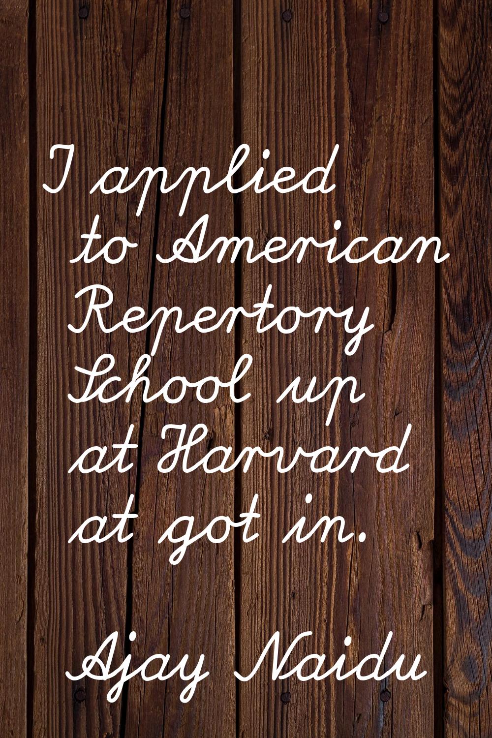 I applied to American Repertory School up at Harvard at got in.