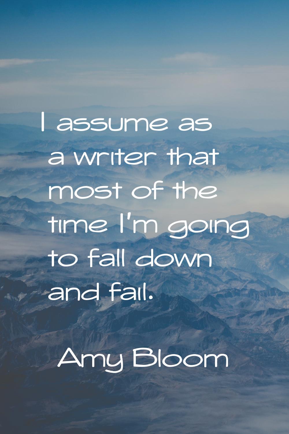 I assume as a writer that most of the time I'm going to fall down and fail.