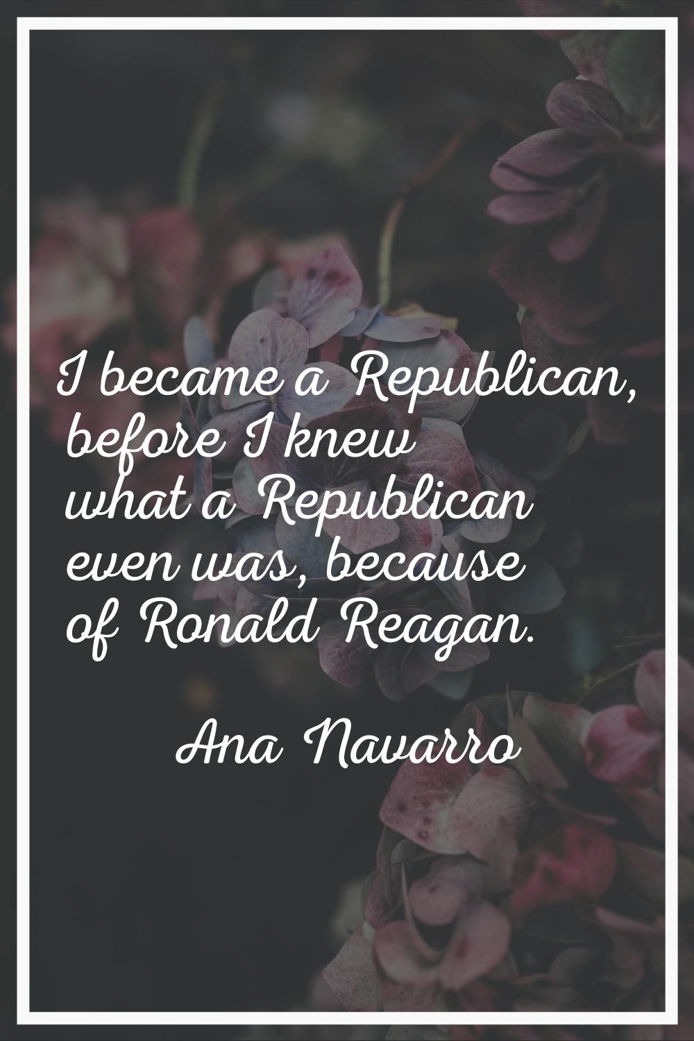 I became a Republican, before I knew what a Republican even was, because of Ronald Reagan.