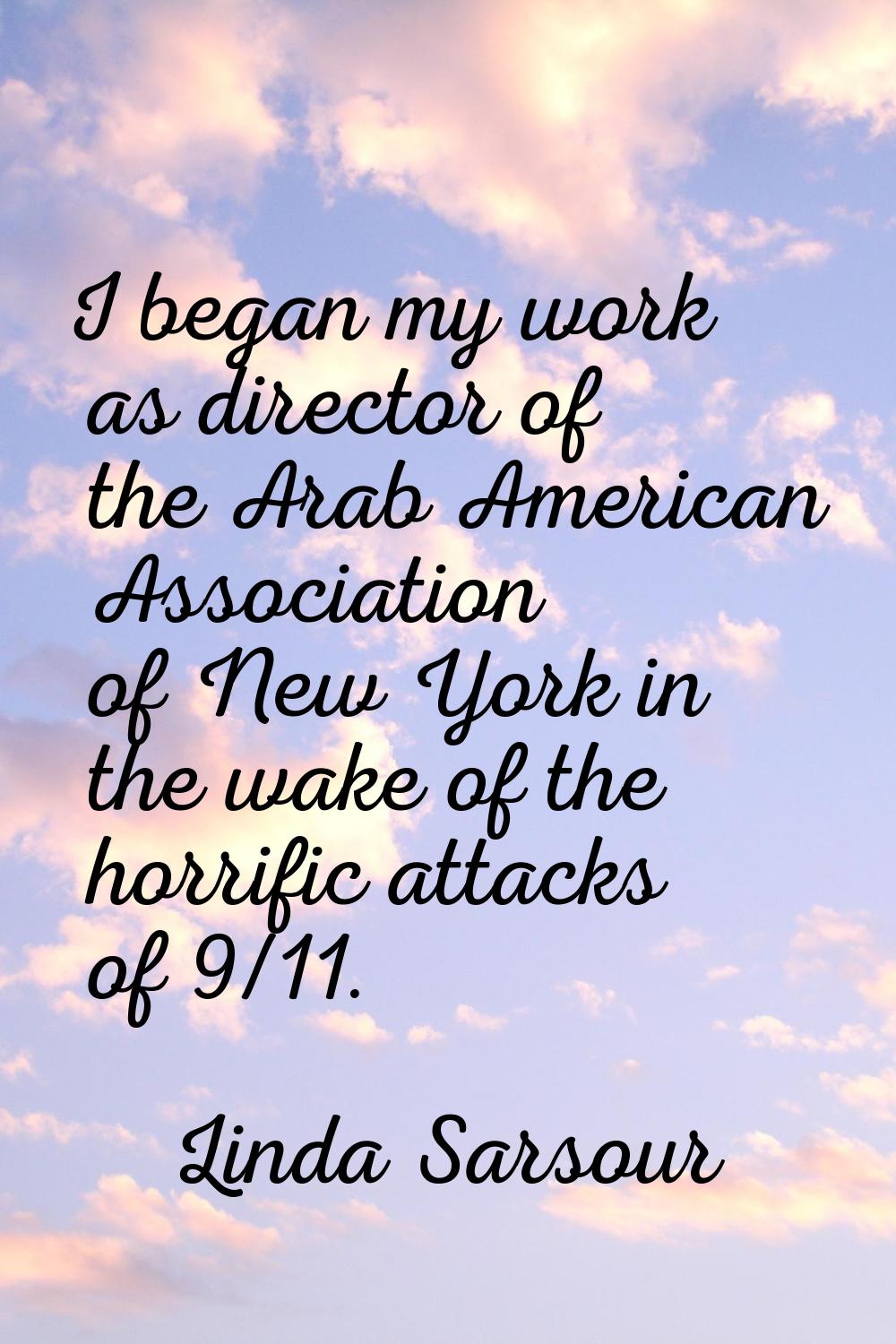 I began my work as director of the Arab American Association of New York in the wake of the horrifi