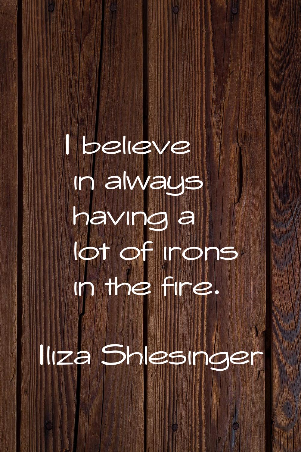 I believe in always having a lot of irons in the fire.