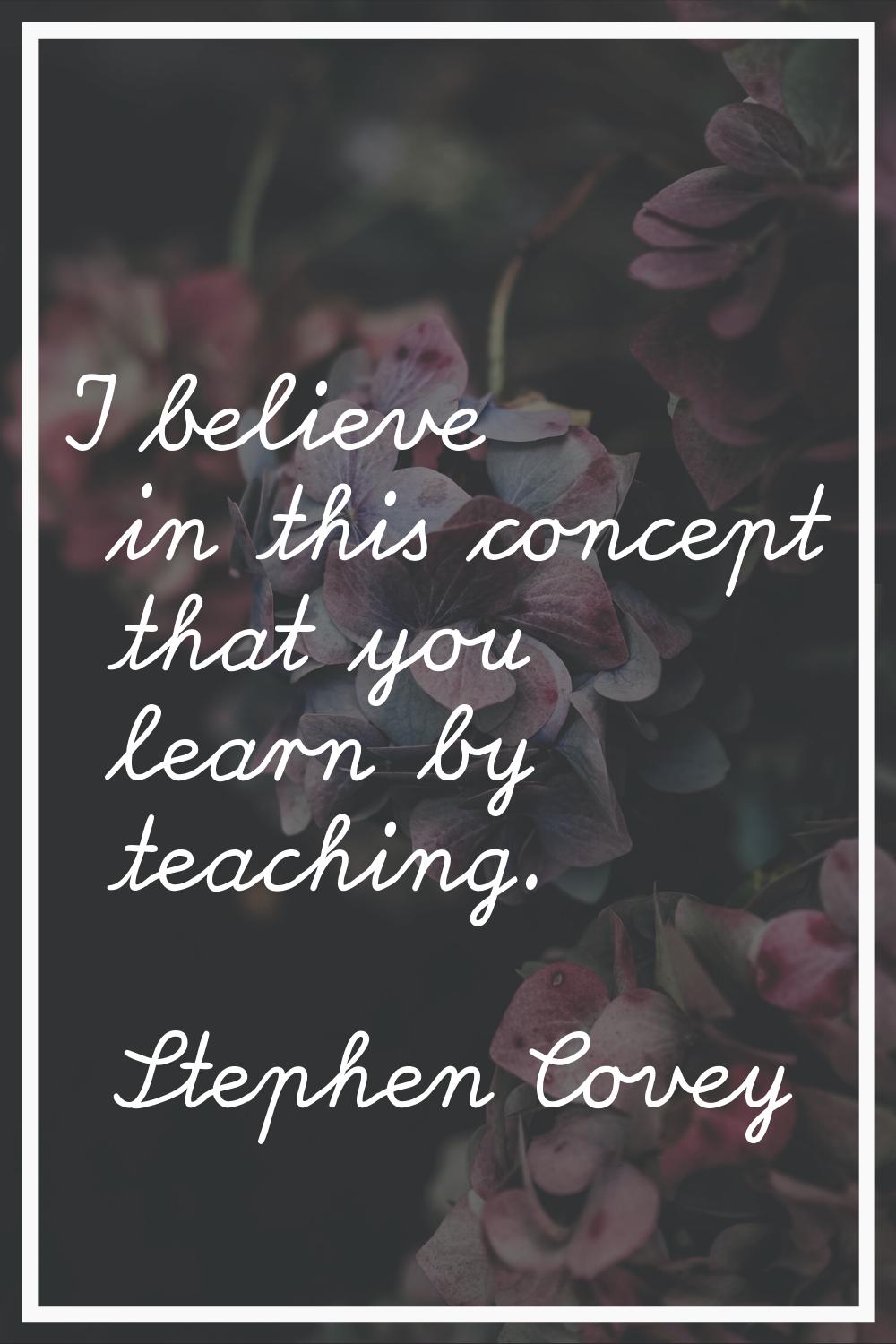 I believe in this concept that you learn by teaching.