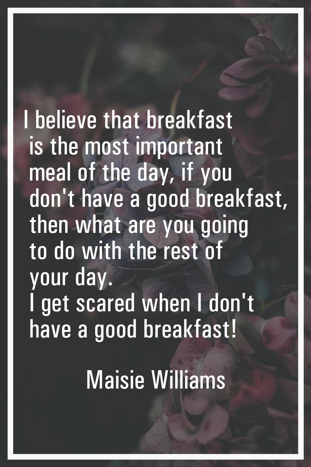 I believe that breakfast is the most important meal of the day, if you don't have a good breakfast,