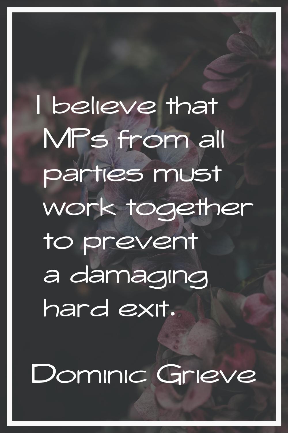 I believe that MPs from all parties must work together to prevent a damaging hard exit.