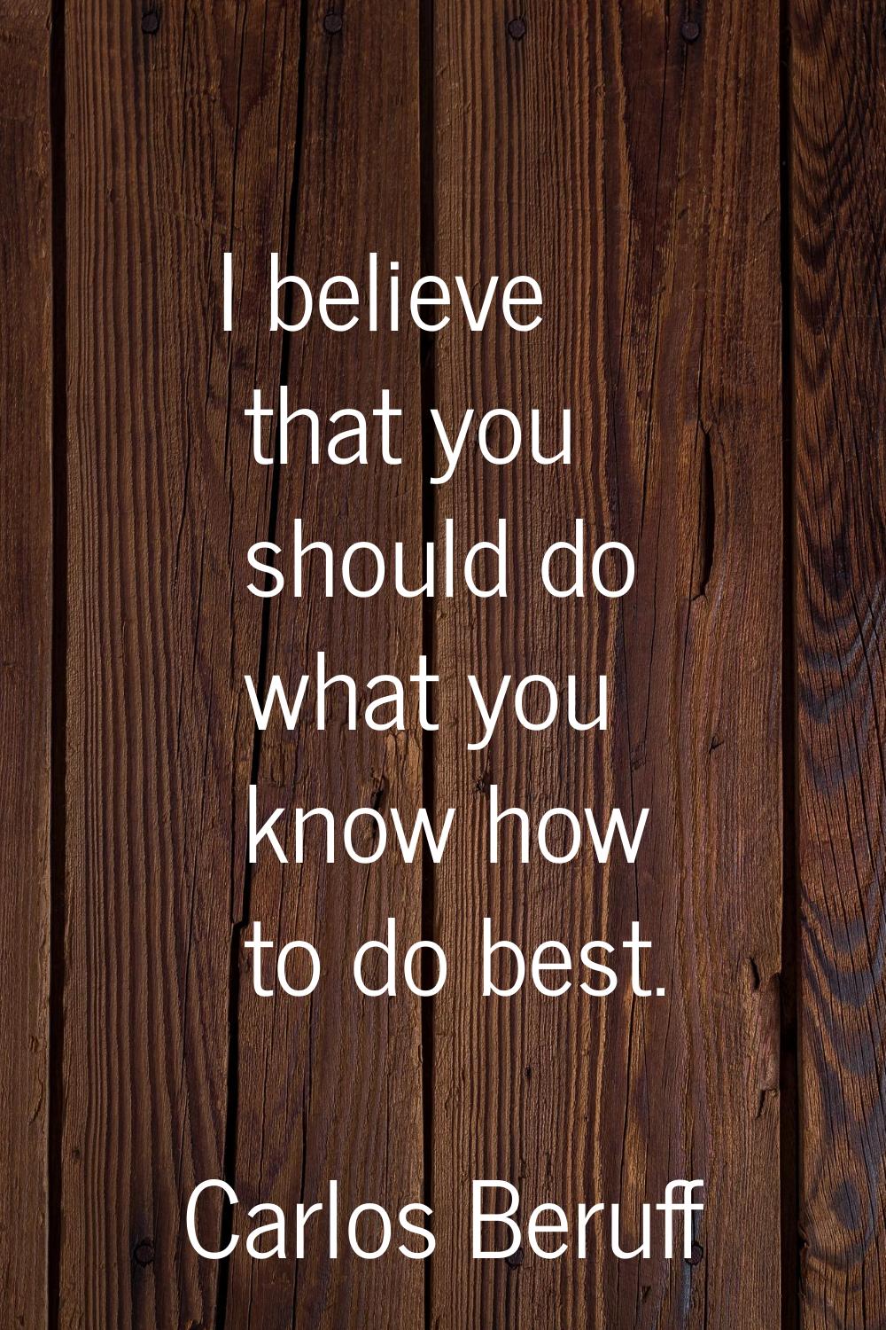 I believe that you should do what you know how to do best.