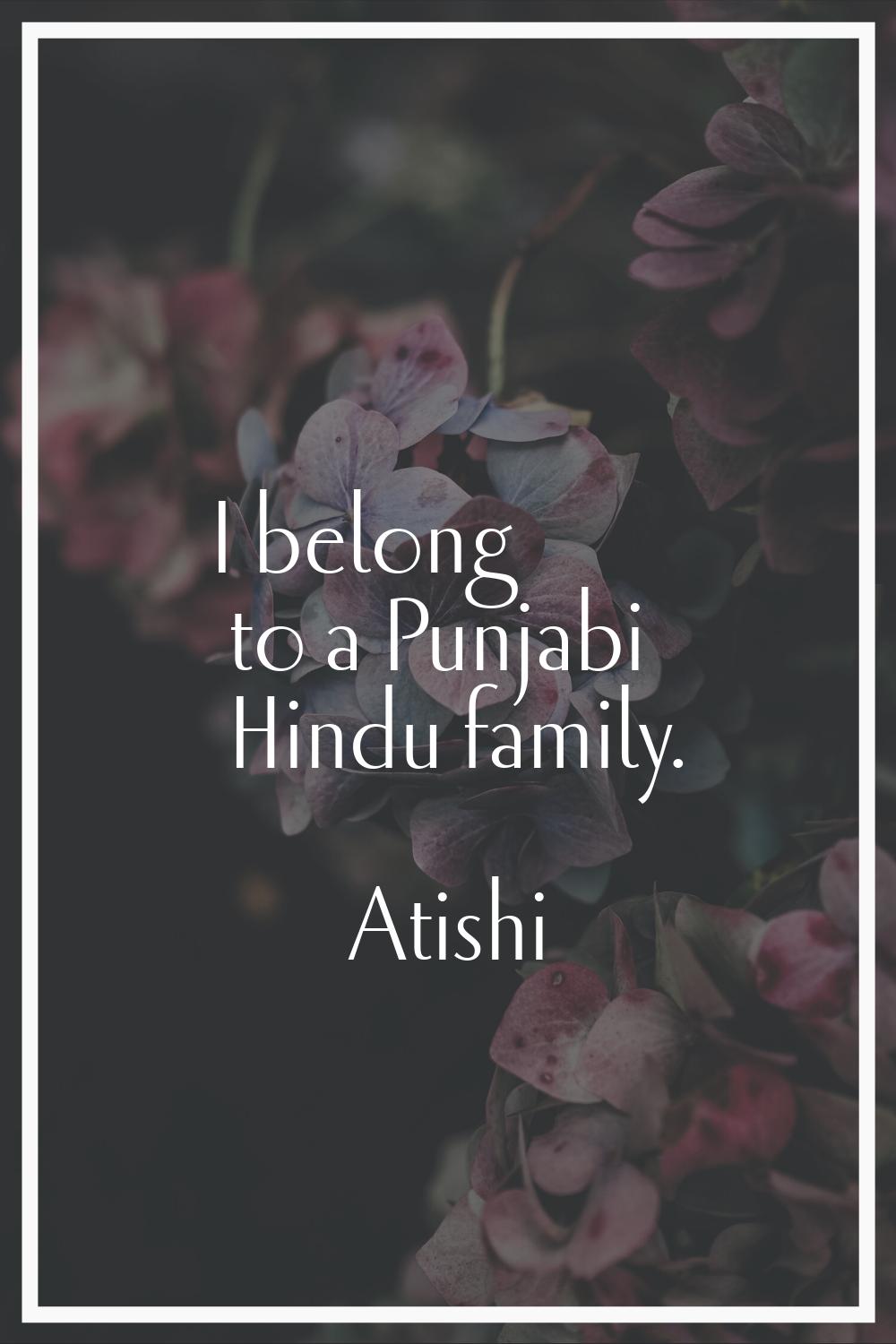 I belong to a Punjabi Hindu family.