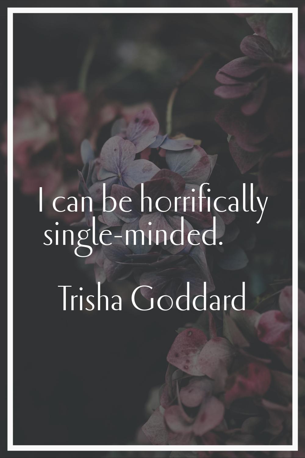 I can be horrifically single-minded.