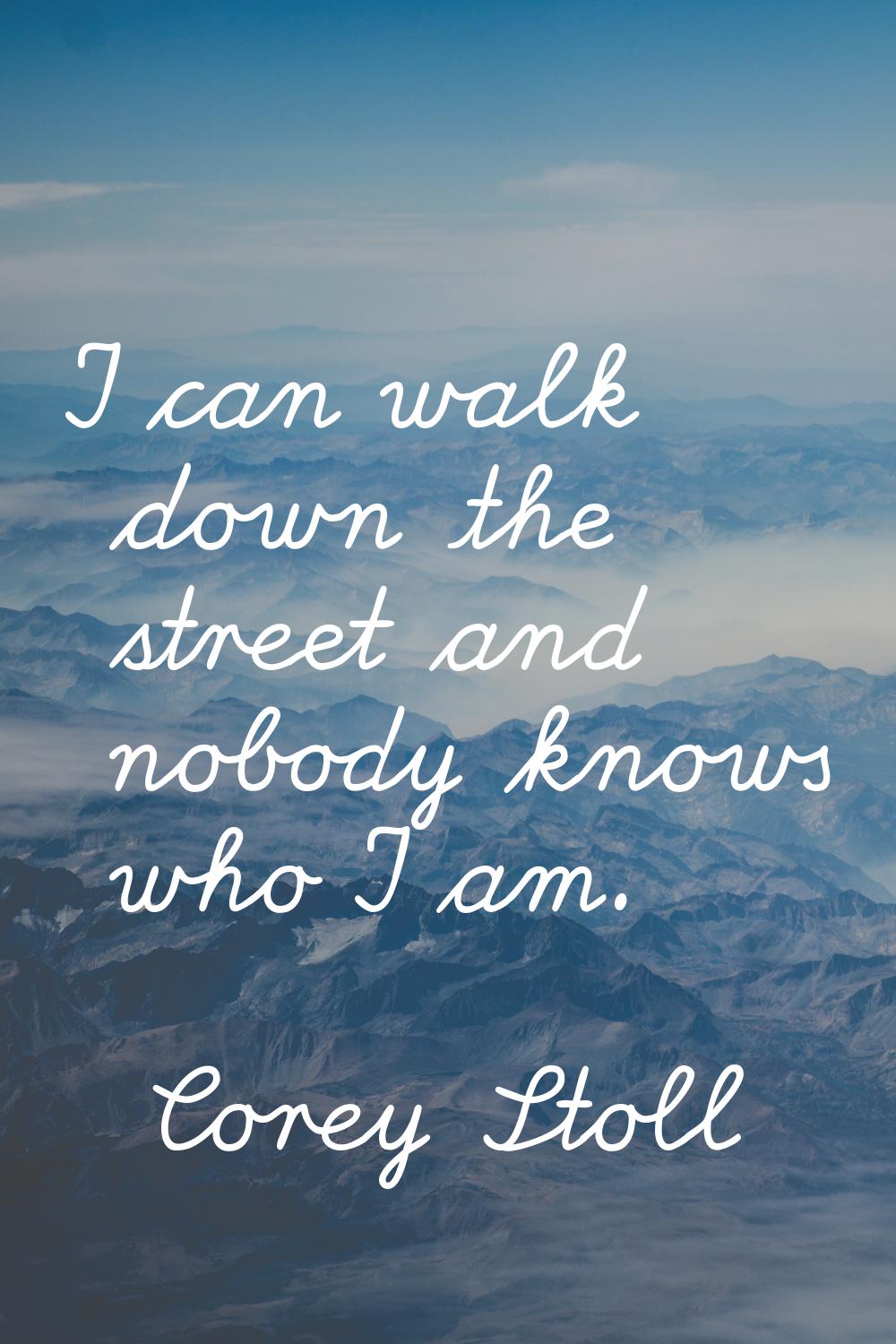 I can walk down the street and nobody knows who I am.