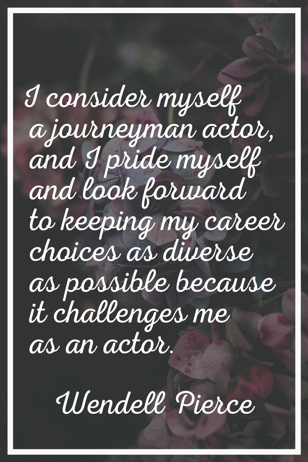 I consider myself a journeyman actor, and I pride myself and look forward to keeping my career choi