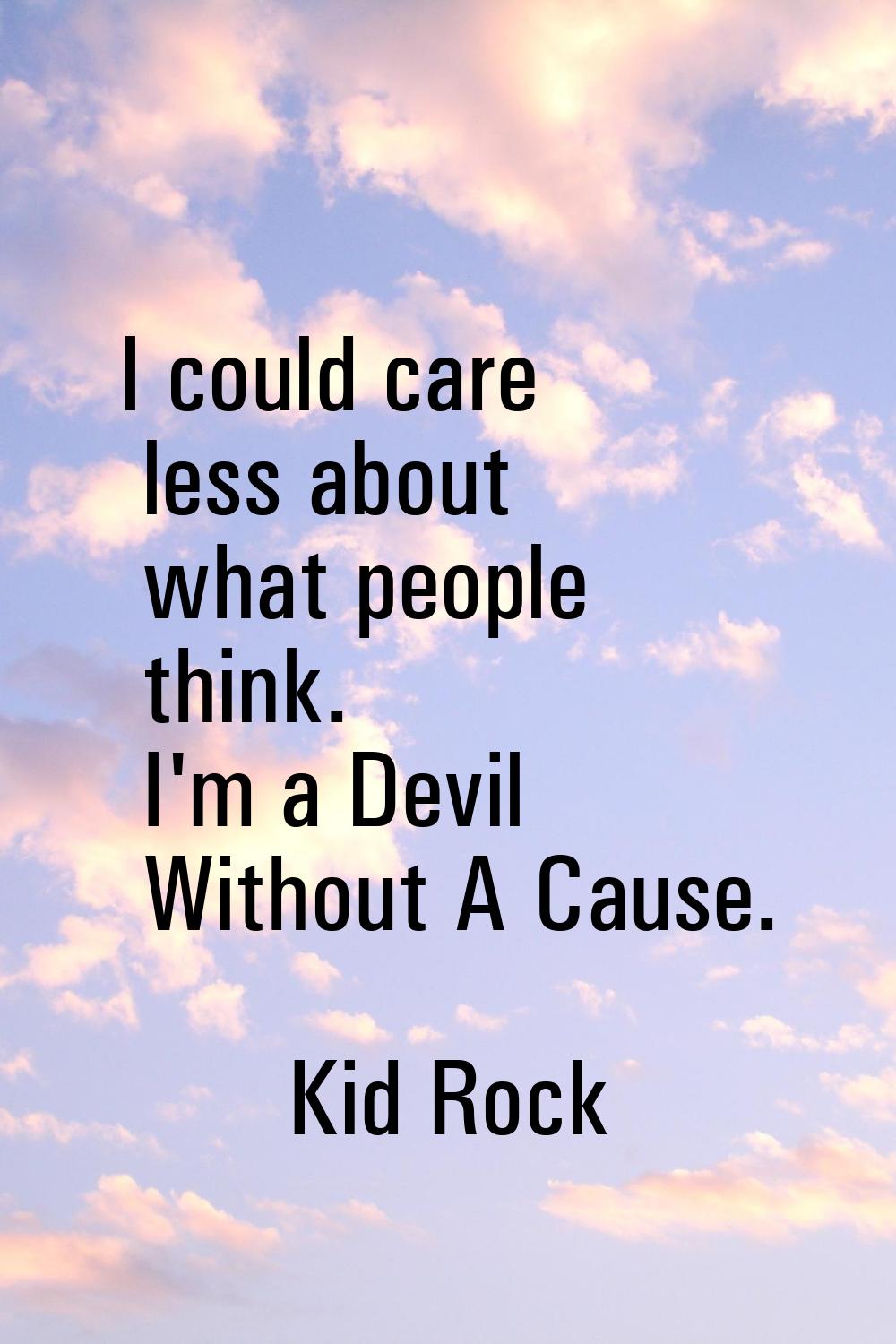 I could care less about what people think. I'm a Devil Without A Cause.