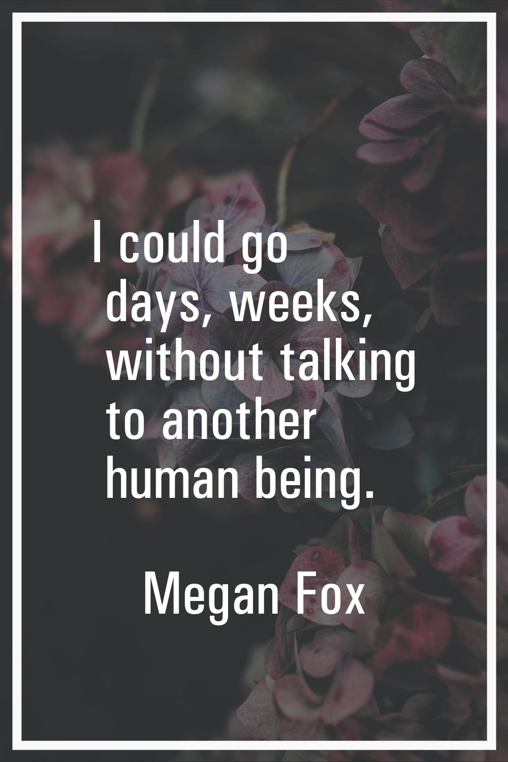 I could go days, weeks, without talking to another human being.