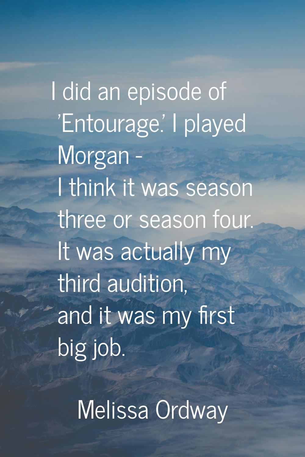 I did an episode of 'Entourage.' I played Morgan - I think it was season three or season four. It w