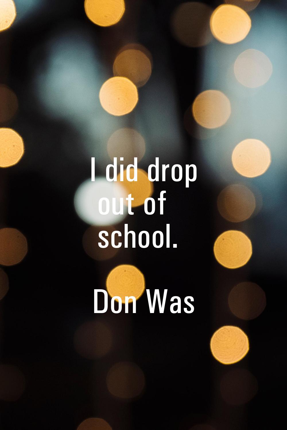 I did drop out of school.