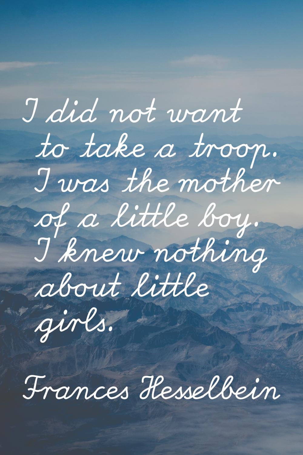 I did not want to take a troop. I was the mother of a little boy. I knew nothing about little girls