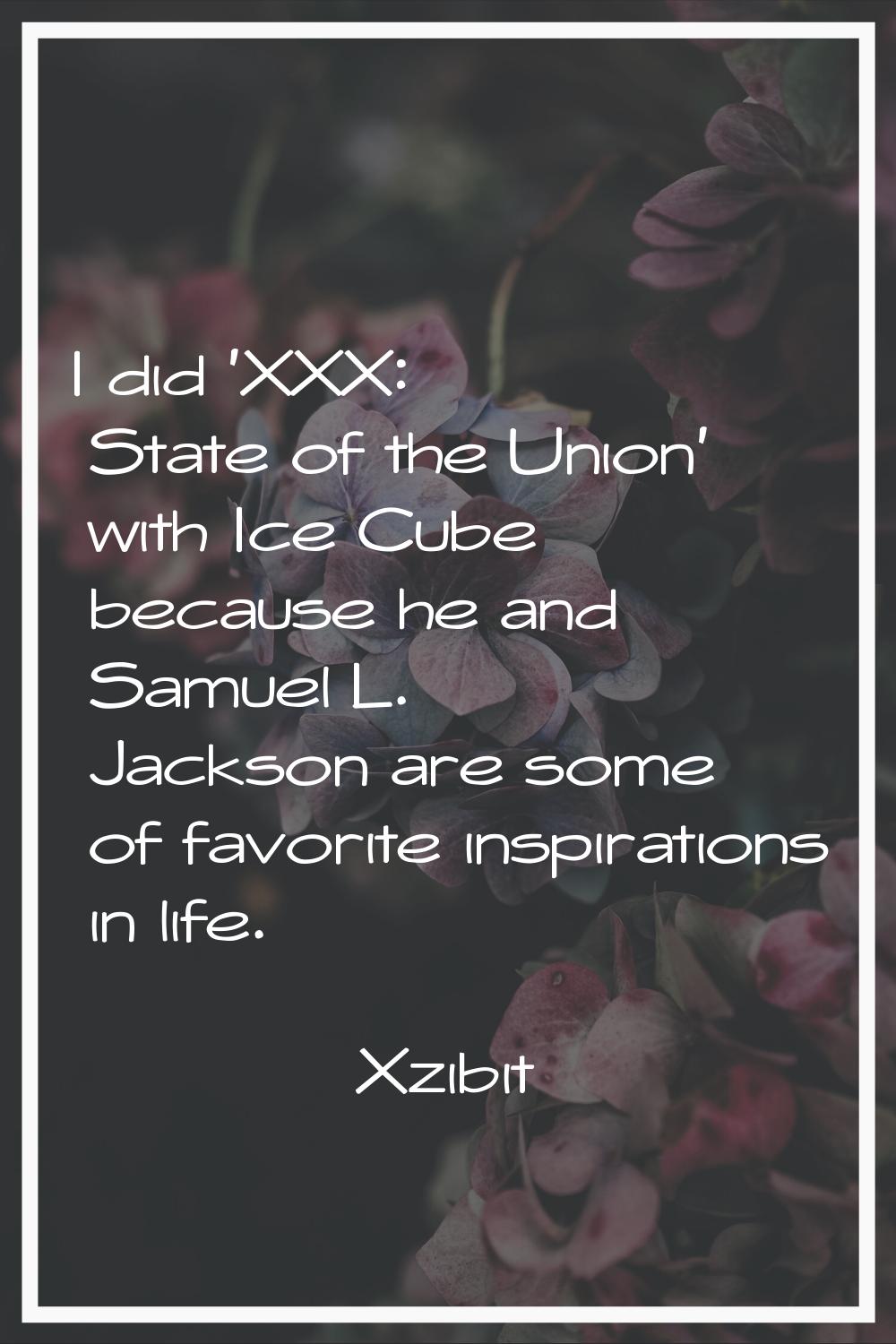 I did 'XXX: State of the Union' with Ice Cube because he and Samuel L. Jackson are some of favorite