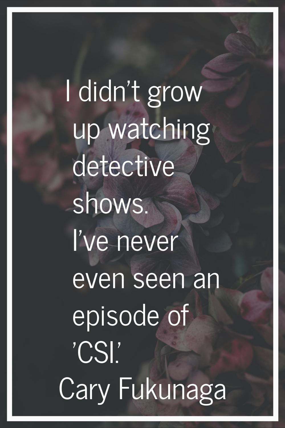 I didn't grow up watching detective shows. I've never even seen an episode of 'CSI.'