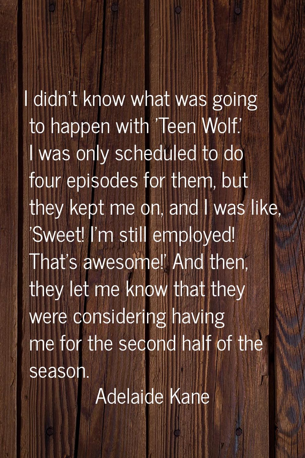 I didn't know what was going to happen with 'Teen Wolf.' I was only scheduled to do four episodes f