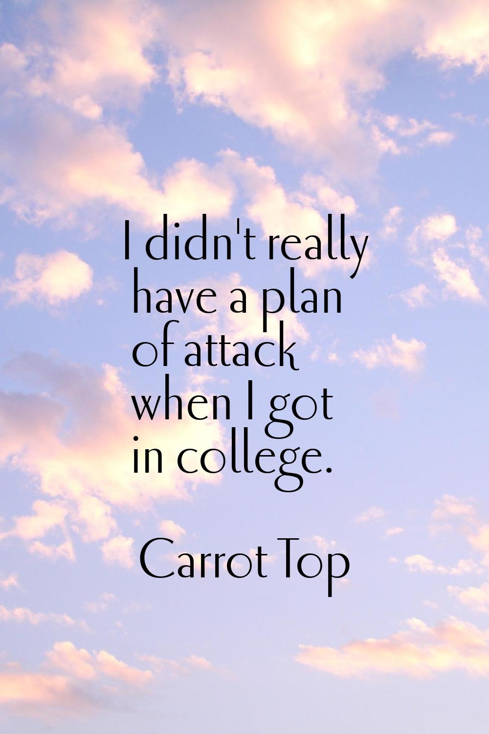 I didn't really have a plan of attack when I got in college.