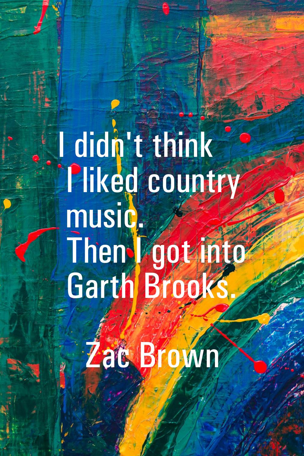 I didn't think I liked country music. Then I got into Garth Brooks.