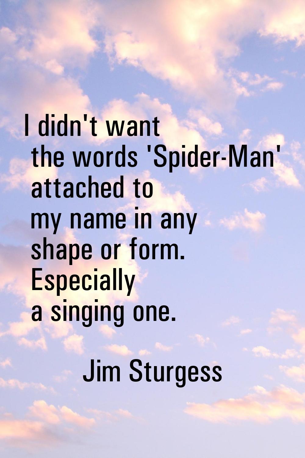I didn't want the words 'Spider-Man' attached to my name in any shape or form. Especially a singing