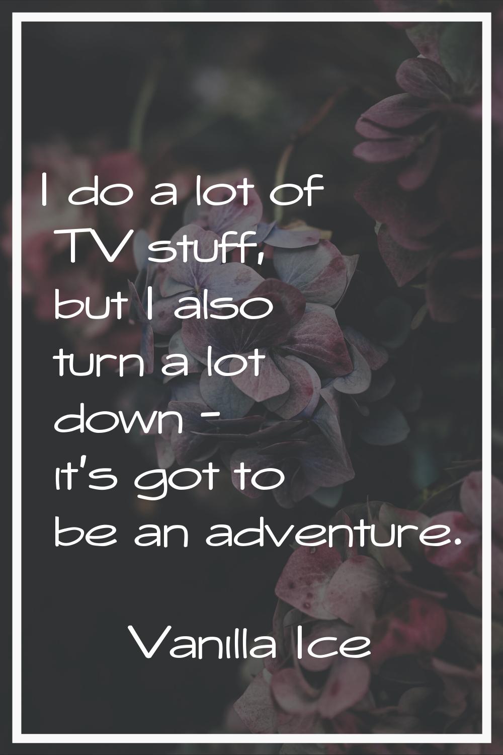 I do a lot of TV stuff, but I also turn a lot down - it's got to be an adventure.