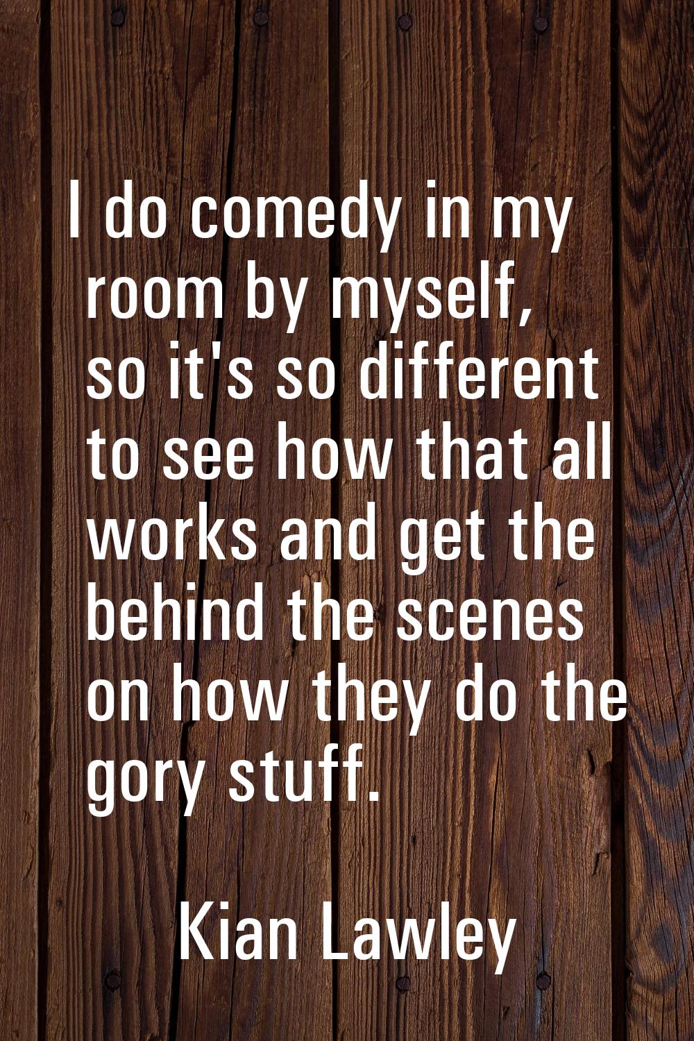 I do comedy in my room by myself, so it's so different to see how that all works and get the behind