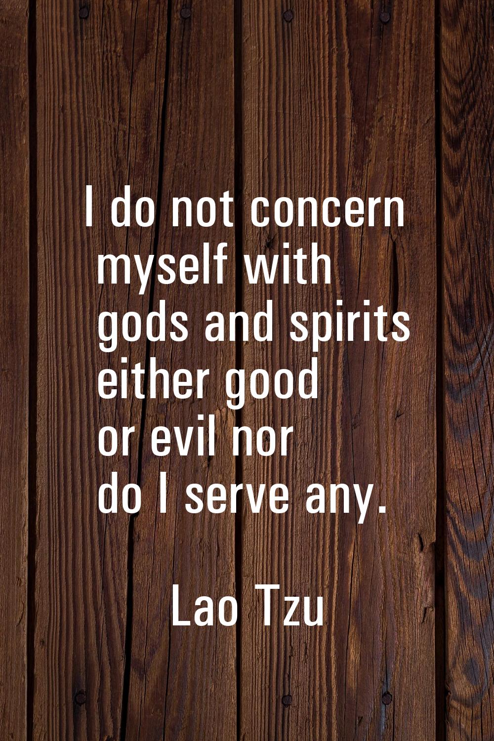 I do not concern myself with gods and spirits either good or evil nor do I serve any.