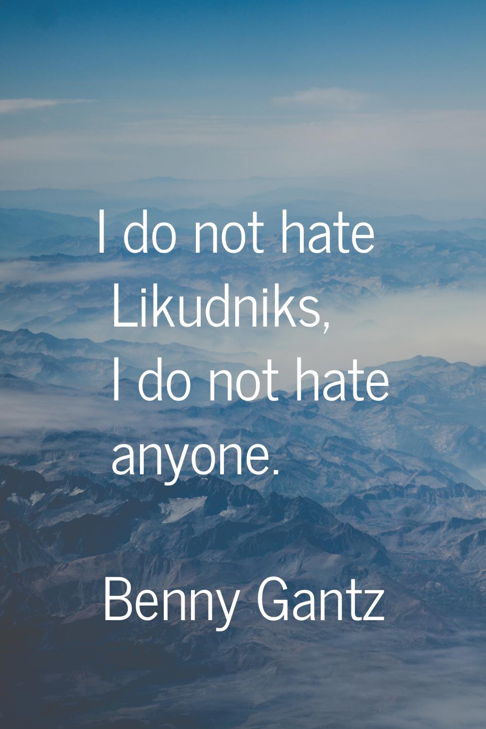 I do not hate Likudniks, I do not hate anyone.