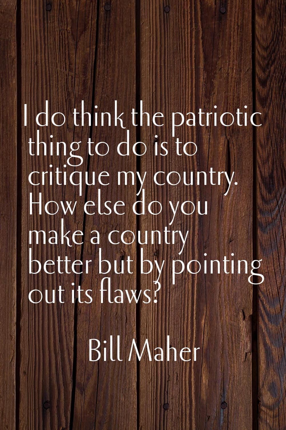 I do think the patriotic thing to do is to critique my country. How else do you make a country bett
