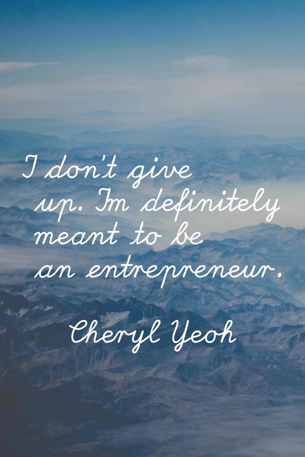 I don't give up. I'm definitely meant to be an entrepreneur.