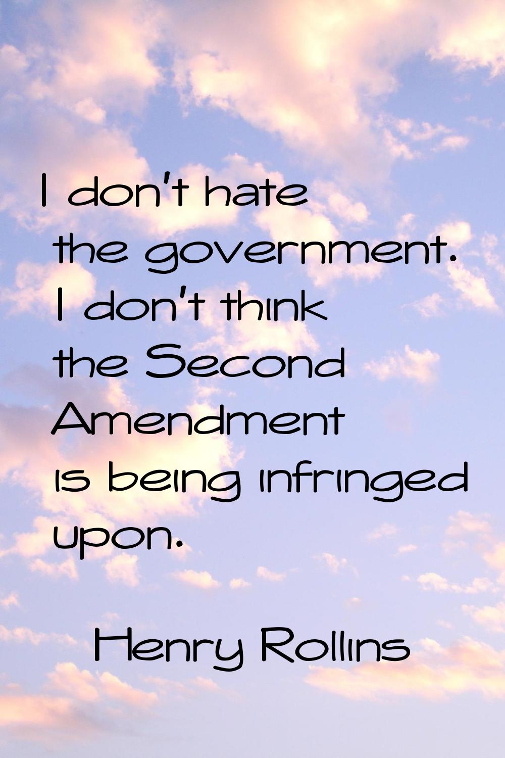 I don't hate the government. I don't think the Second Amendment is being infringed upon.