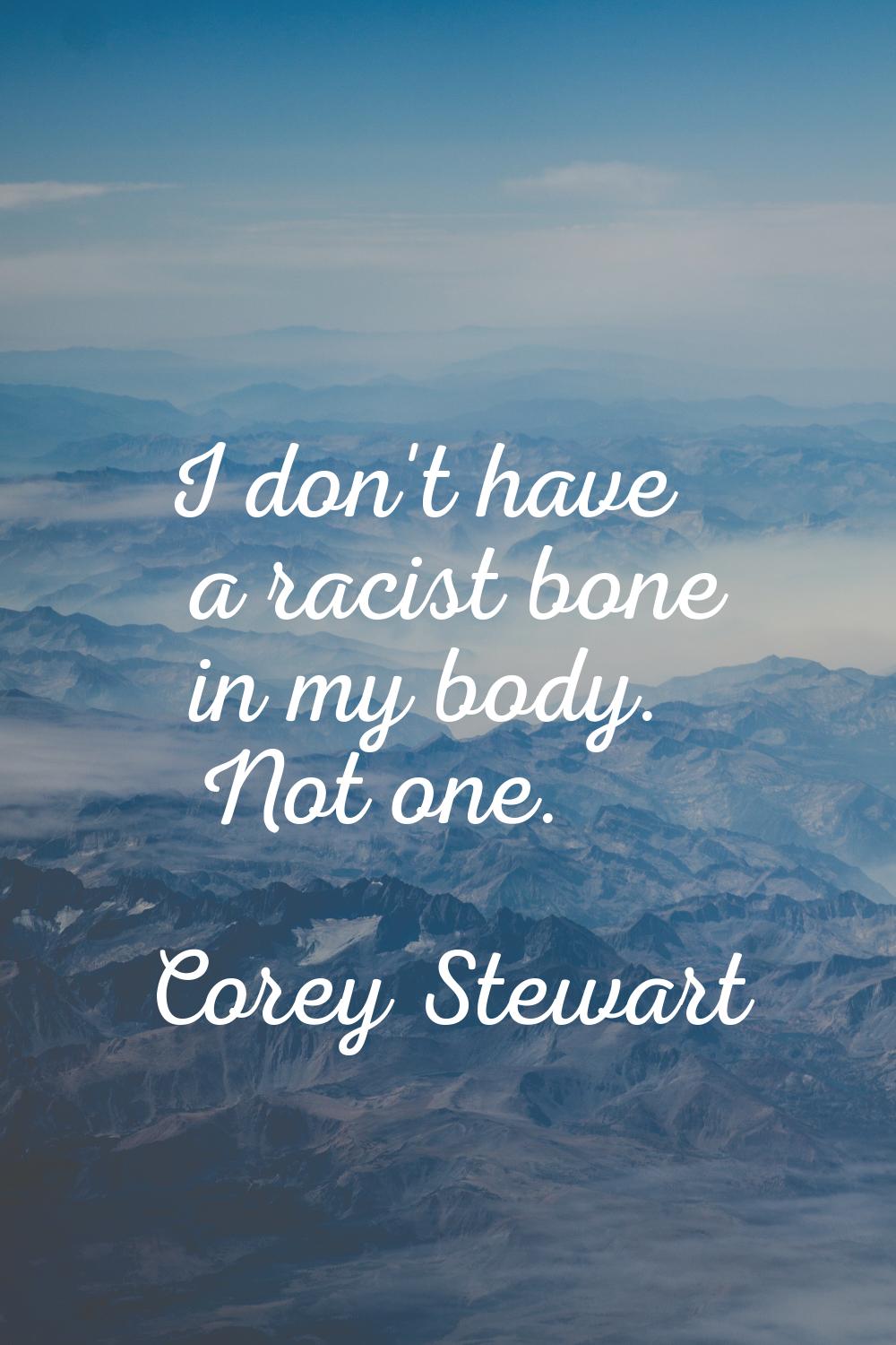 I don't have a racist bone in my body. Not one.