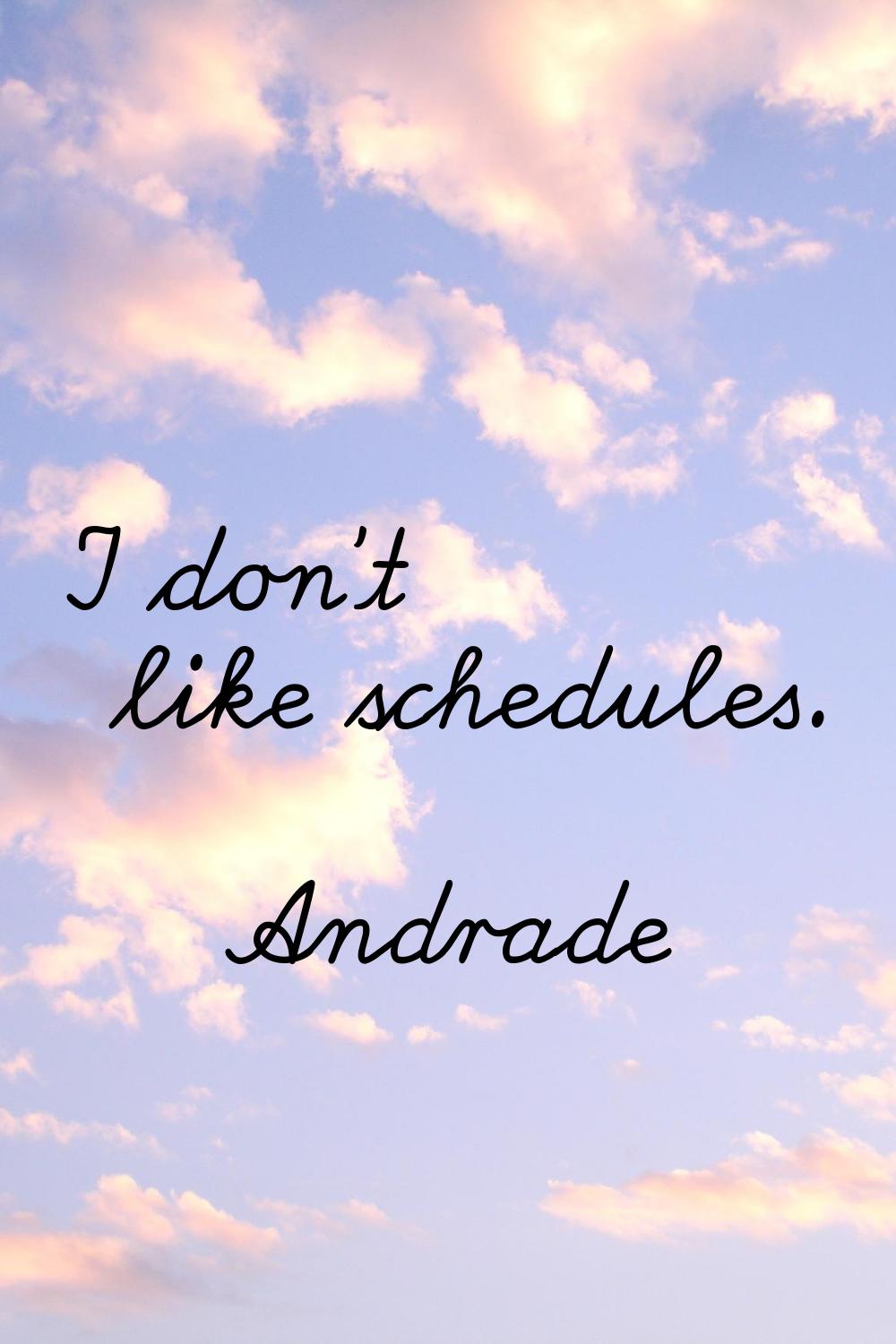 I don't like schedules.
