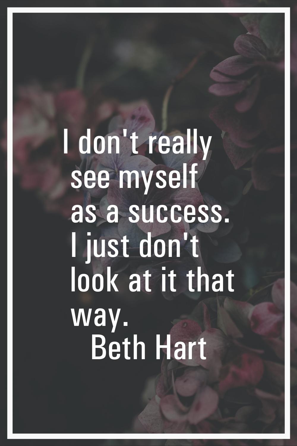 I don't really see myself as a success. I just don't look at it that way.