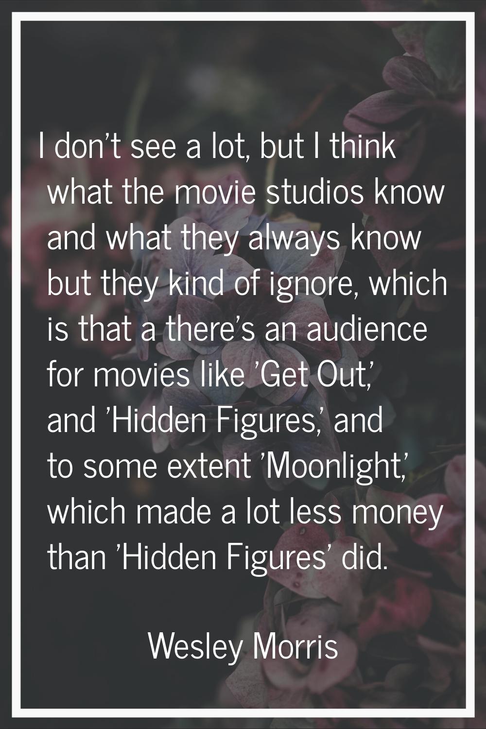 I don't see a lot, but I think what the movie studios know and what they always know but they kind 