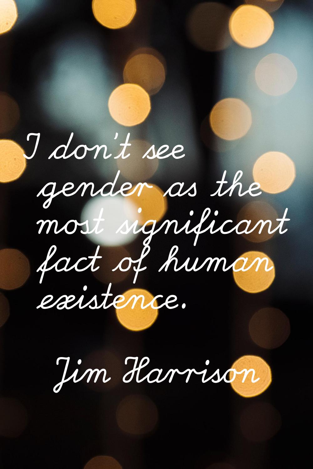 I don't see gender as the most significant fact of human existence.
