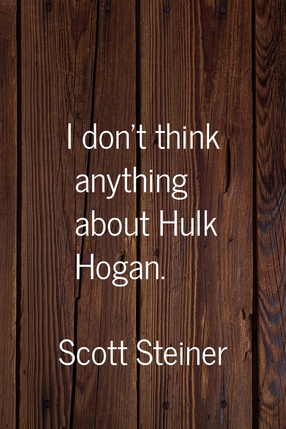 I don't think anything about Hulk Hogan.