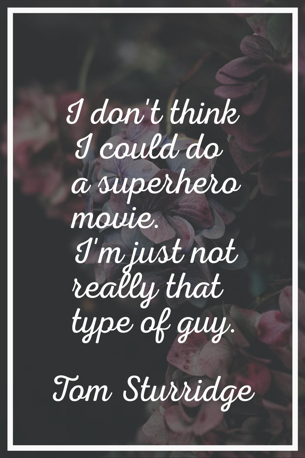 I don't think I could do a superhero movie. I'm just not really that type of guy.