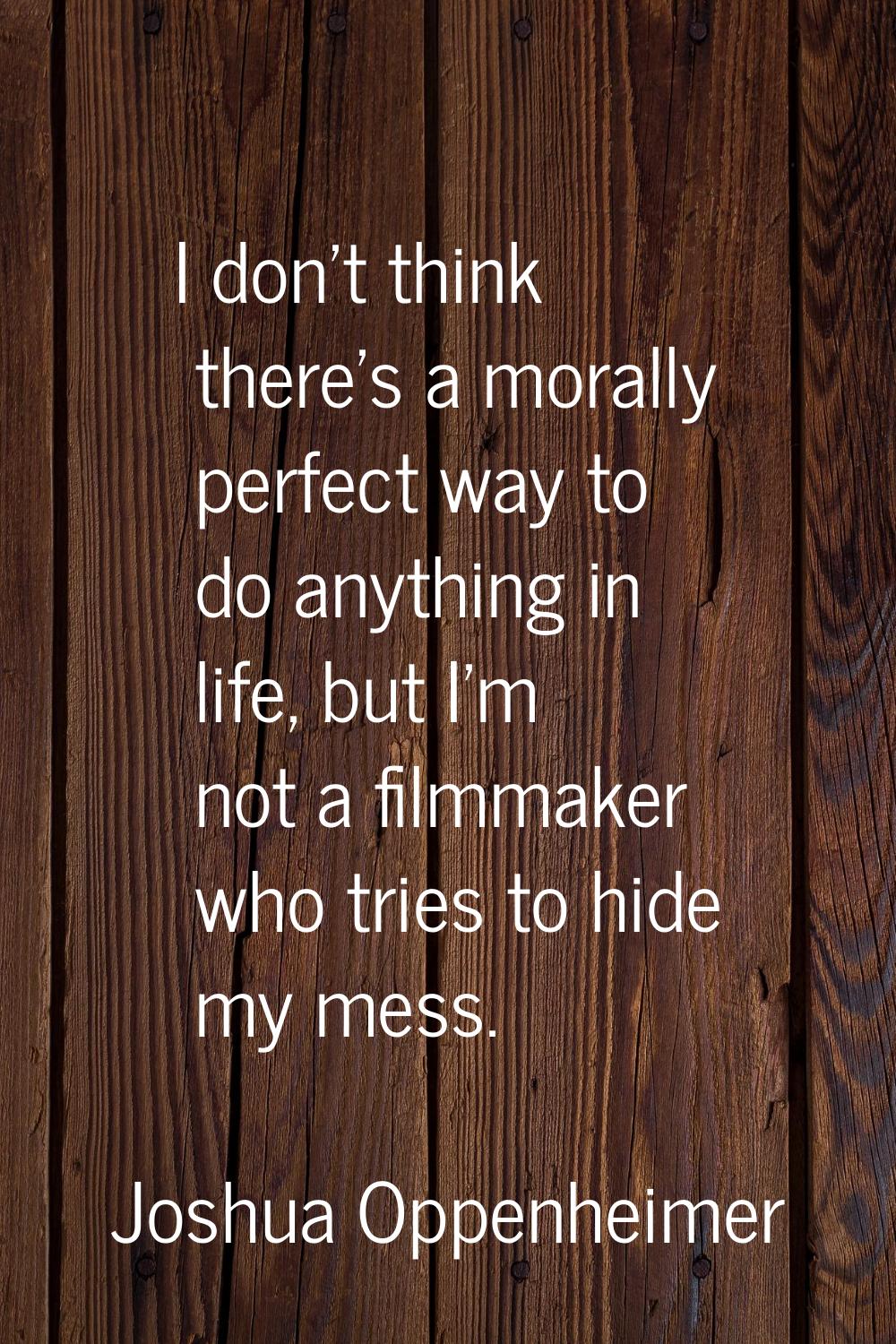 I don't think there's a morally perfect way to do anything in life, but I'm not a filmmaker who tri
