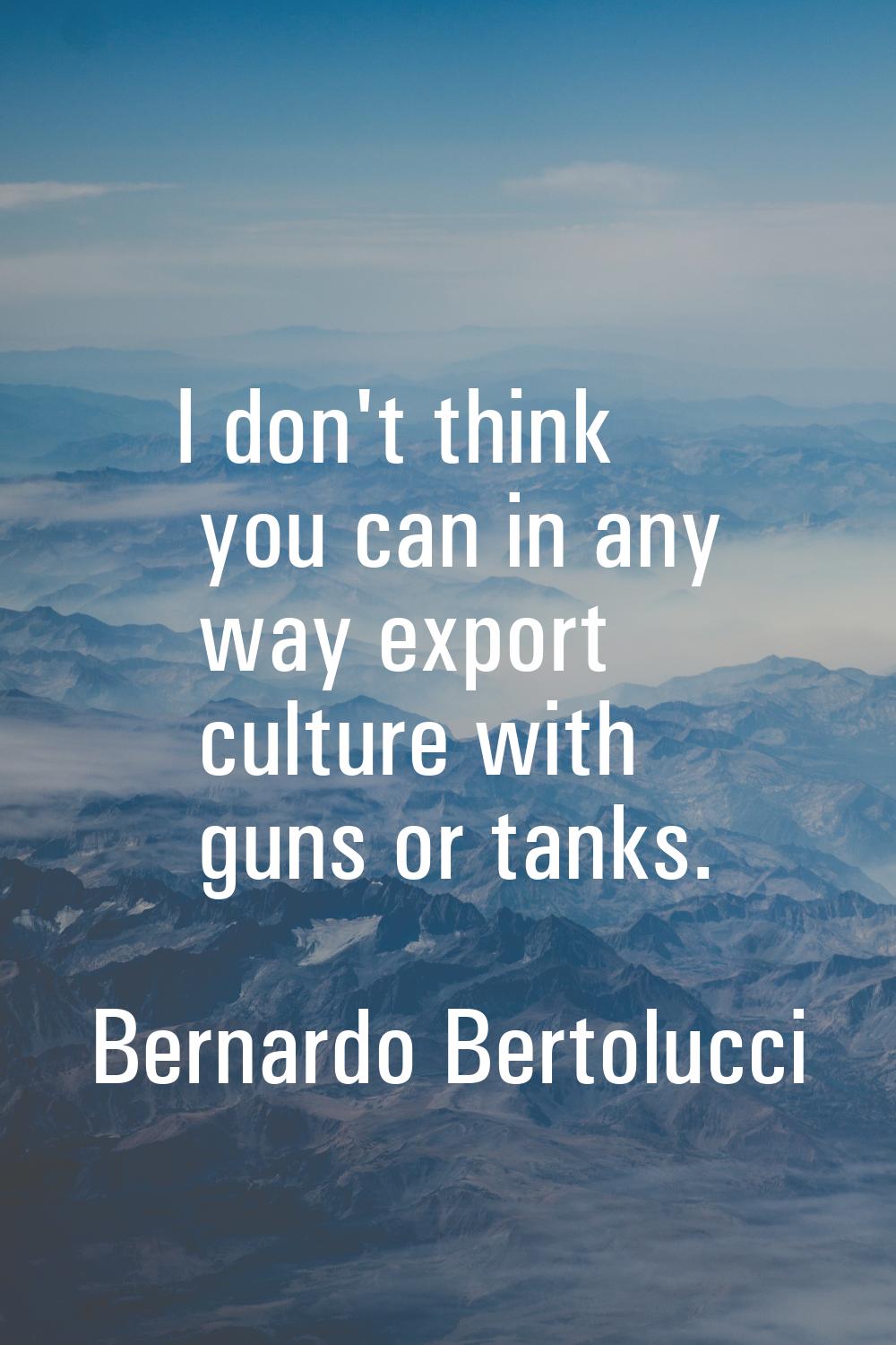 I don't think you can in any way export culture with guns or tanks.