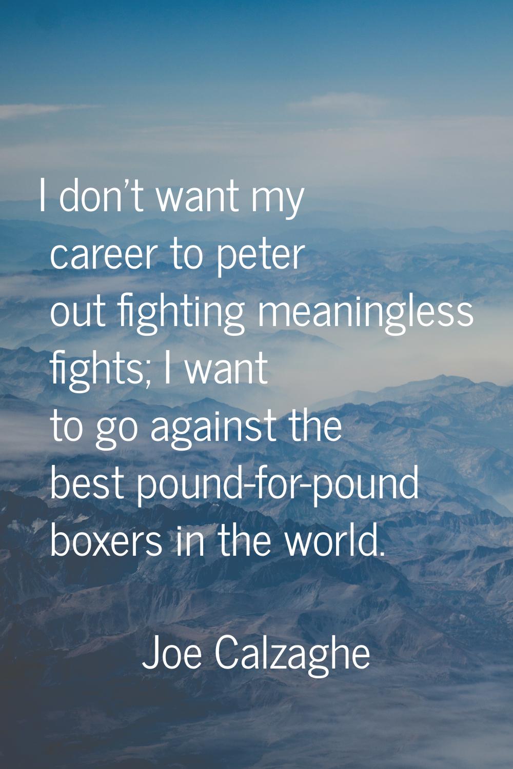 I don't want my career to peter out fighting meaningless fights; I want to go against the best poun