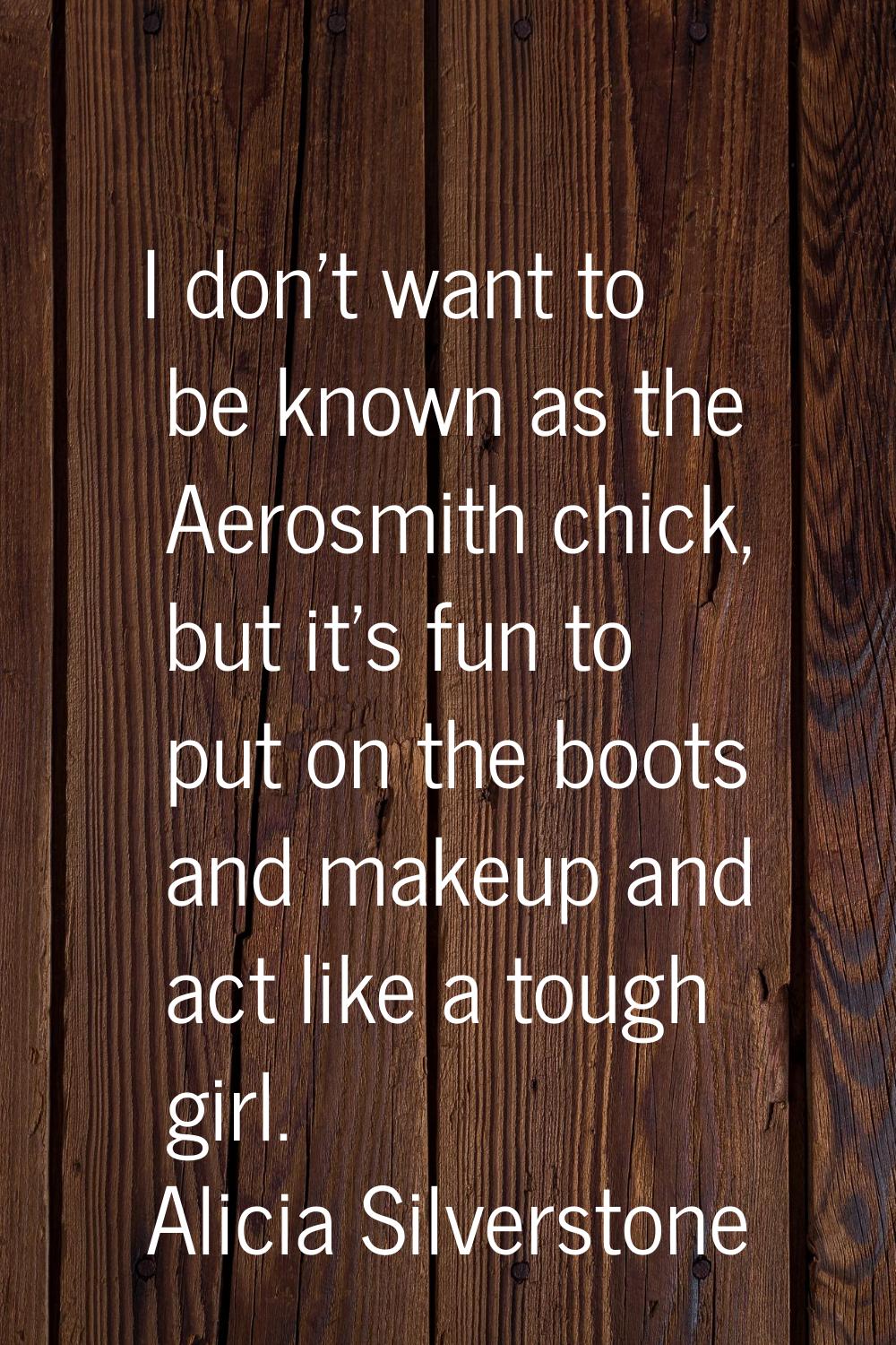 I don't want to be known as the Aerosmith chick, but it's fun to put on the boots and makeup and ac