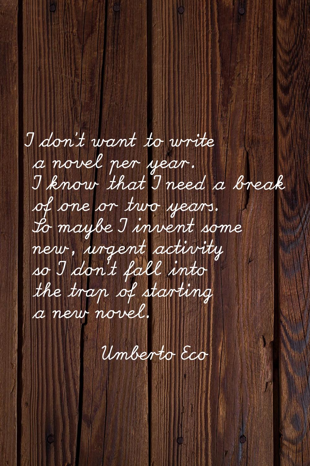 I don't want to write a novel per year. I know that I need a break of one or two years. So maybe I 