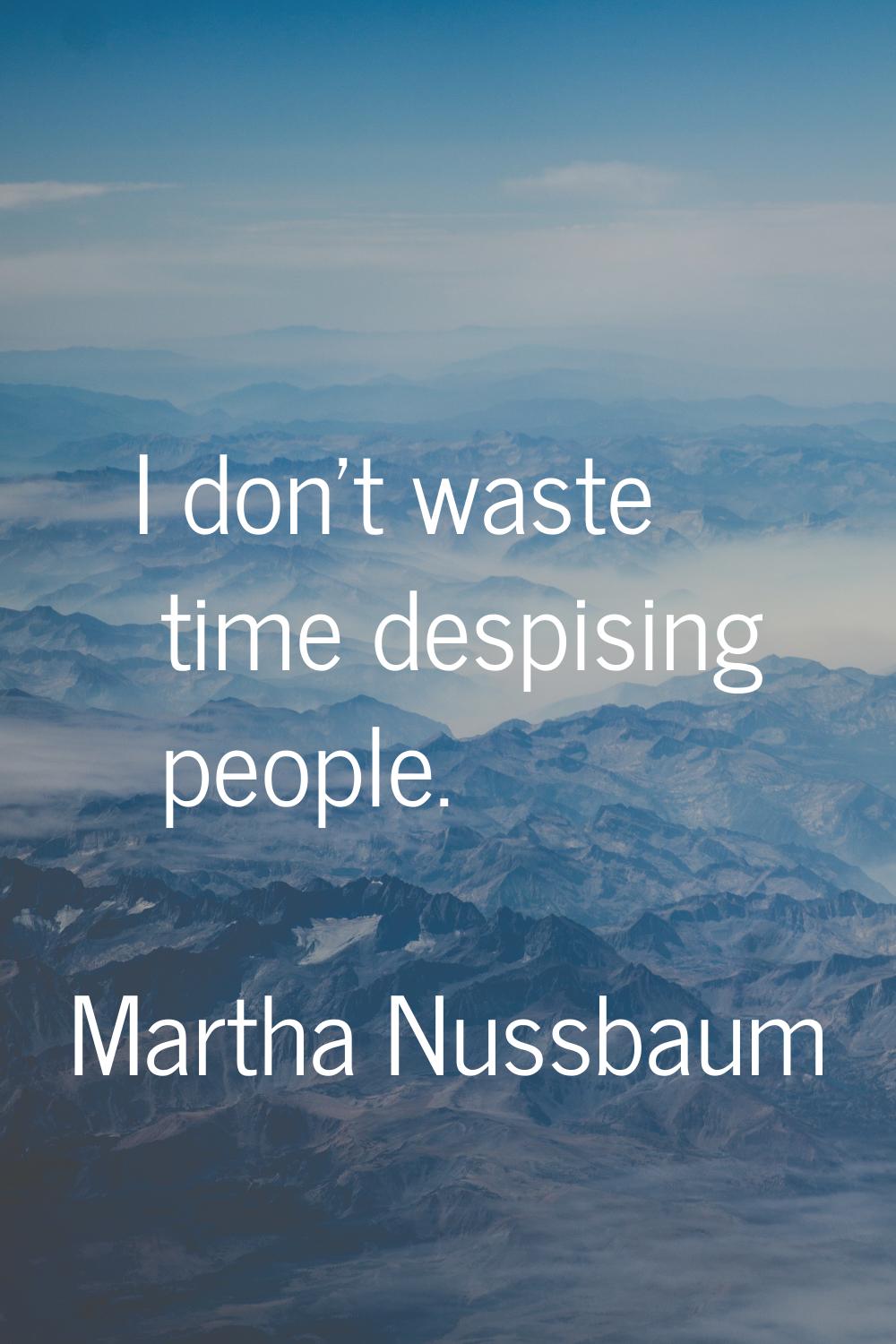 I don't waste time despising people.