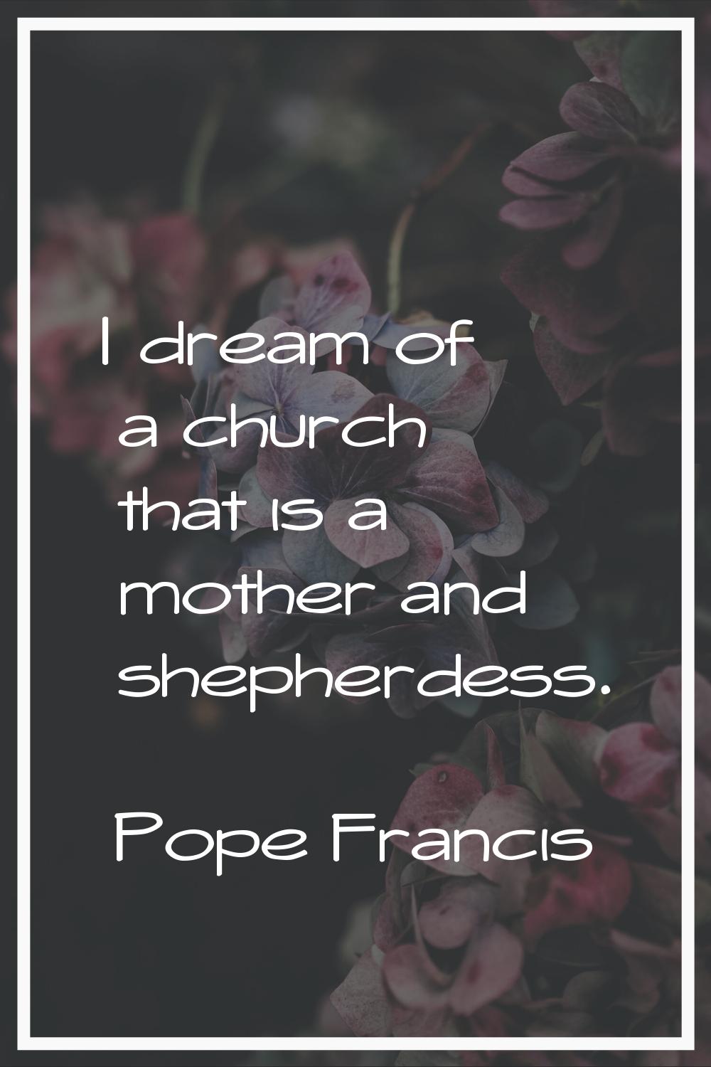 I dream of a church that is a mother and shepherdess.